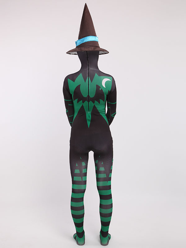 3D Printed Black Witch Zentai Bodysuit Halloween Pumpkin Lycra